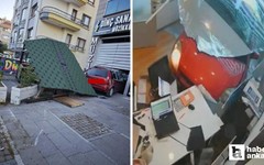 Keçiören'de kaza yapan araç müzik kursuna daldı!