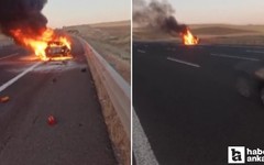 Ankara-Niğde otoyolunda korkutan araç yangını!