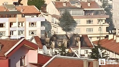 Keçiören'de 5 katlı binada çatı yangını çıktı