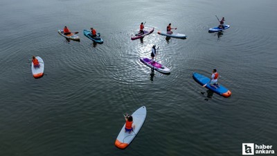 Mogan Gölü'nde erken saatlerde Sup Board eğitimi yapıldı