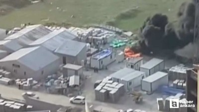 Gölbaşı'nda yalıtım malzemelerinin tutuştuğu inşaatta yangın çıktı