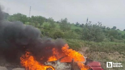 Akyurt'ta seyir halindeki araçta yangın çıktı