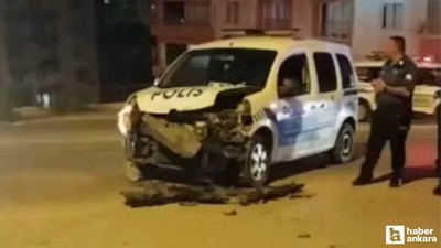 Yenimahallede polis aracı ve hafif ticari araç çarpıştı: 2 yaralı var