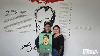 Ankaralı öğrenci, resim sergisinde Muslera tablosu ile beğeni topladı