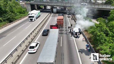 Anadolu Otoyolu'nda yangın: Ankara yönünde trafik aksadı