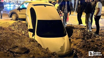 Polatlı'da kazı alanına düşen otomobilde maddi hasar oluştu