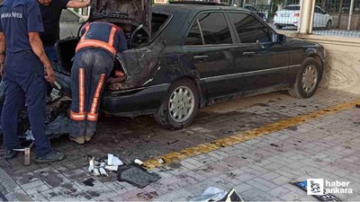 Kahramankazan'da park halindeki otomobilde yangın çıktı