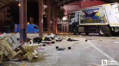 Kahramankazan Belediyesi Salı Pazarında temizlik mesaisi harcıyor