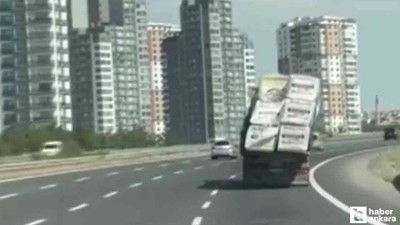 Çankaya çevreyolunda aşırı yüklü kamyon trafik güvenliğini tehlikeye attı