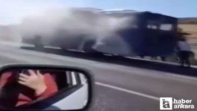 Etimesgut'ta seyir halindeki EGO otobüsü alev aldı!