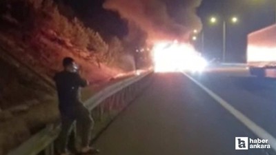 Kızılcahamam'da yolcu otobüsünde çıkan yangın korkuttu
