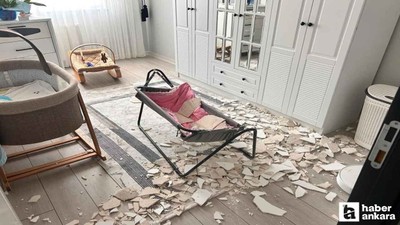 Sincan'da bebek, çöken tavan sıvasından saniyelerle kurtuldu