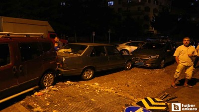 Keçiören'de sel sularına kapılarak hasar gören araçlar görüntülendi