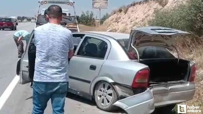 Elmadağ'daki kazada kontrolden çıkan araç tabelaya çarptı: 2 yaralı