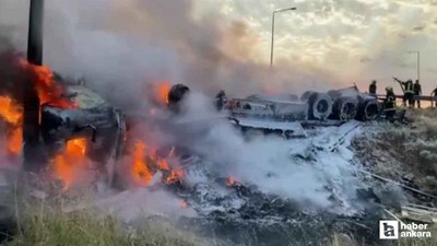 Aksaray-Ankara karayolunda trafik kazası: Devrilen tır alev aldı!