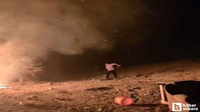 Çankırı-Ankara karayolundaki kavun tezgahı alevlere teslim oldu!