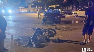 Çubuk'ta otomobil ve motosiklet çarpıştı: 2 yaralı