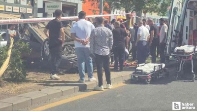Yenimahalle'de kontrolden çıkan savrularak refüje devrildi!