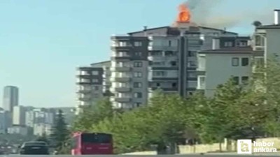 Etimesgut'ta 12 katlı binada yangın paniği!