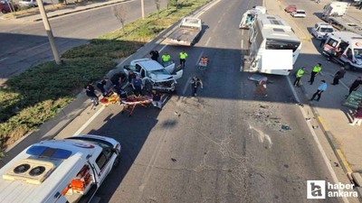 Elmadağ'da otomobil otobüse çarptı: 2 kişi yaralandı!