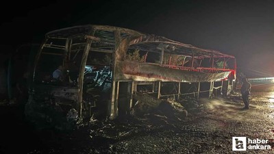 Ankara'da seyir halindeki yolcu otobüsü küle döndü