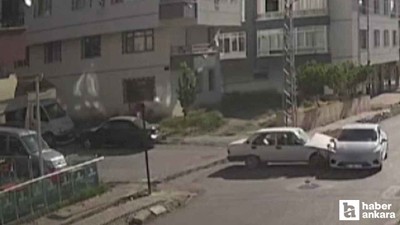 Sincan Yenikent'te yol kesişimindeki kaza kameralara yansıdı