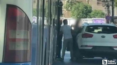 Ulus'ta EGO şoförü ile bir araç sahibinin kavgası cep telefonu kamerasında!