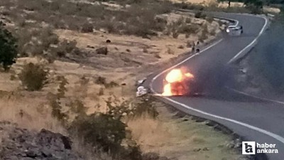 Güdül'de seyir halindeki araçta çıkan yangın tarlaya sıçradı