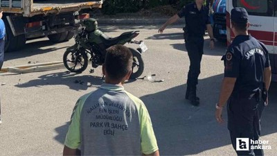 Nallıhan'da kamyonun çarptığı motosiklet sürücüsü ağır yaralandı