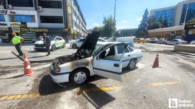 Altındağ'da seyir halinde alev alan araç panik yarattı