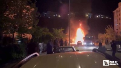 Gölbaşı'nda yangın çıkan kamyondan gelen patlama sesi korkuttu