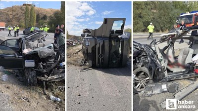 Lalahan'da karşı şeride geçen tır otomobili biçti: 4 yaralı