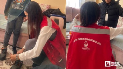 Kahramankazan Belediyesi'nden kışlık bot ve mont yardımı