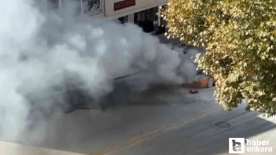 Mamak'ta seyir halindeki taksi alev aldı!