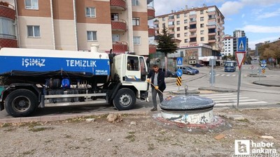 Pursaklar'da ekipler ilçe genelinde çöp konteynerlerini temizledi