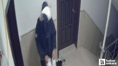 Sincan'da kapı önündeki ayakkabıyı çalan kurye kameraya yansıdı