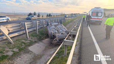 Polatlı'da otomobil refüjde ters döndü: 1’i çocuk 3 kişi yaralandı!