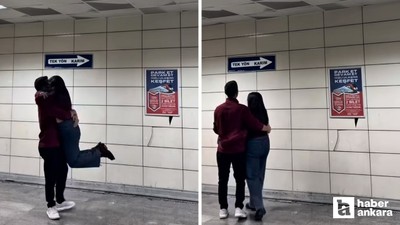 Ankara'da yeni akım: Metroya Tek Yön Karım tabelası asıldı!