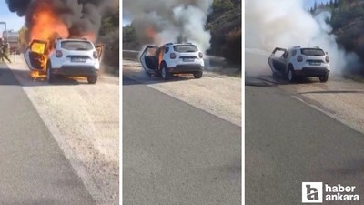 Çevre Otoyolu'nda seyir halindeki araçta korkutan yangın!