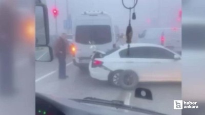 Akyurt'ta yoğun sis nedeniyle zincirleme kaza meydana geldi
