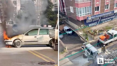 Sincan'da seyir halindeki otomobil alev aldı!