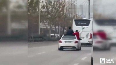 Ayaş'ta tehlikeli yolculuk kameralara yansıdı!