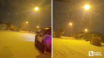 Elmadağ'da akşam saatlerinde kar yağışı etkili oldu