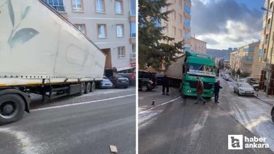 Keçiören'de kontrolden çıkan tır park halindeki 4 otomobile çarptı