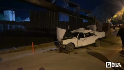 Çankırı'da inşaat sahasına düşen otomobil kullanılamaz hale geldi