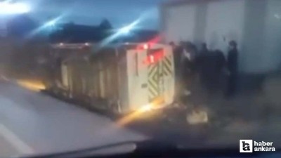 Akyurt'ta yan yatan servis aracında 7 kişi yaralandı