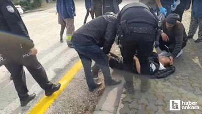 Elmadağ'da motosiklet sürücüsü köpeğe çarpmamak için kaza yaptı