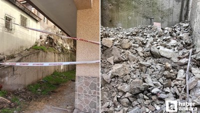 Mamak'ta kayalıklardan kopan parçalar iki binanın mühürlenmesine neden oldu