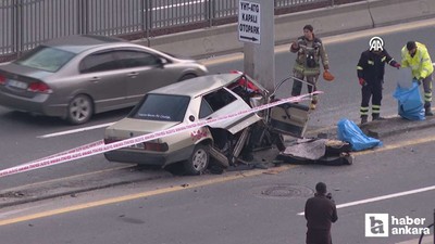 Çankaya'da direğe çarpan otomobilin sürücüsü yaralandı