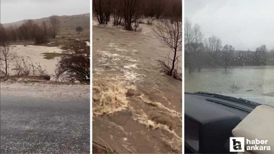 Çankırı’da kuvvetli sağanak sonrası baraj taştı, sel suları yollara ulaştı
